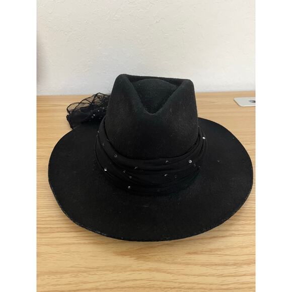 Harley-Davidson Women\'s Black Felt Western Cowboy Hat Rhinestone Band Biker Sz S main image 10